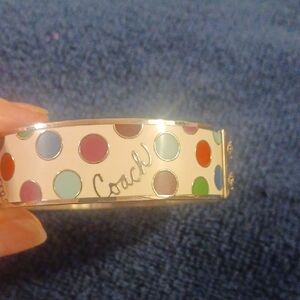 Coach Pink Enamel Polka Dot Bangle Bracelet